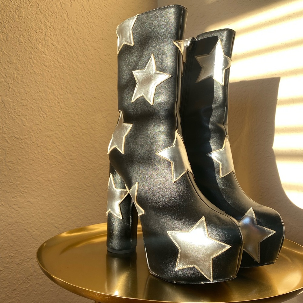 Silver star platform booties!!!